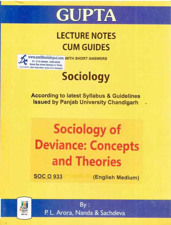 Gupta Sociology of Deviance Concepts and Theories SOC O 933 MA Sociology 3rd Sem PU (English Medium)