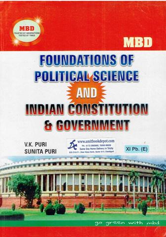 MBD Foundations of Political Science and Indian Constitution and Government for Class 11th PSEB (English Medium)