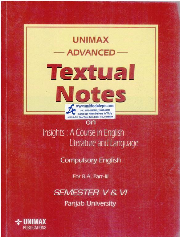 Unimax Advanced Textual Notes on Insights BA 5th and 6th Semester PU