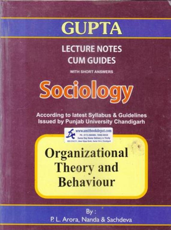 Organizational Theory and Behaviour for MA Sociology 2nd Semester PU Punjabi Medium