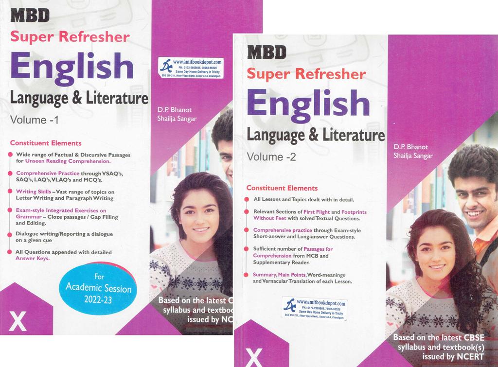 MBD Super Refresher English Language and Literature for Class 10th (Set of Two Volume)