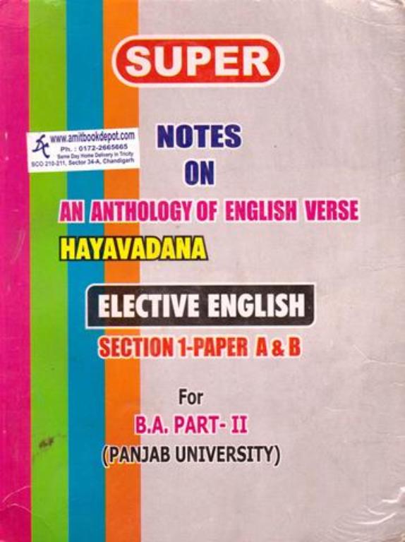 Super Notes on An Anthology of English Verse Elective English for BA 3th and 4th Sem PU (OLD)