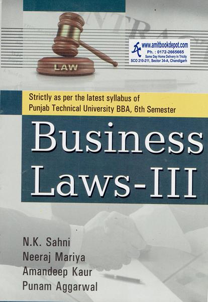 Business Laws 3 for BBA 6th Sem PTU (NEW)