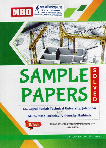 MBD Sample Papers Object Oriented Programming Using C++ for BTech 3rd Sem PTU