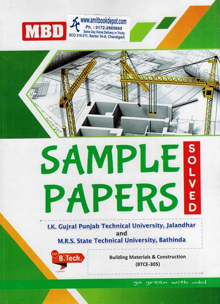 MBD Sample Papers Building Materials and Construction for BTech 3rd Sem PTU