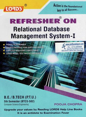 Lords Refresher on Relational Database Management System 1 for 5th Sem BTech PTU (NEW)