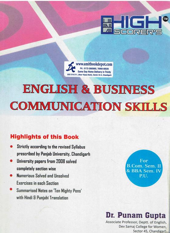 High Scorer English and Business Communication Skill BCom 2nd and BBA 4th Semester PU Chandigarh