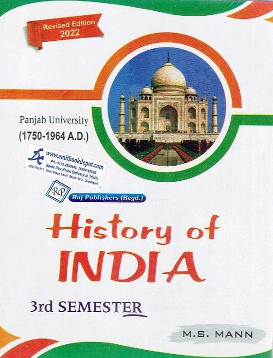 History of India 1707 to 1964 AD for BA 3rd Semester PU (Hindi Medium)