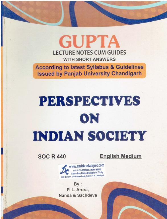 Perspectives on Indian Society for MA Sociology 4th Semester PU English Medium