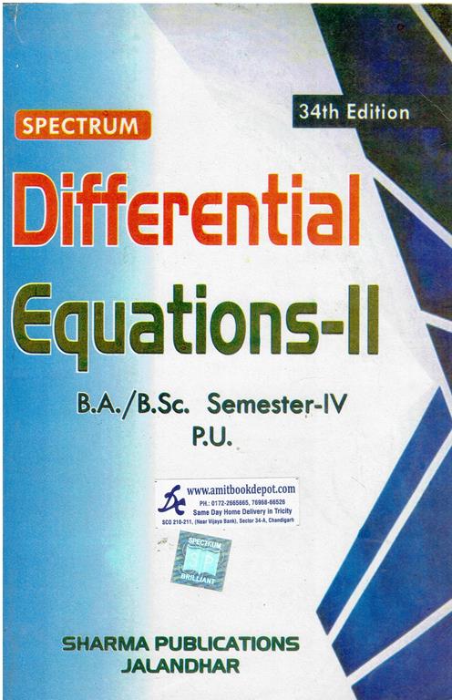 Spectrum Differential Equation 2 for BA and BSc 4th Semester PU Chandigarh