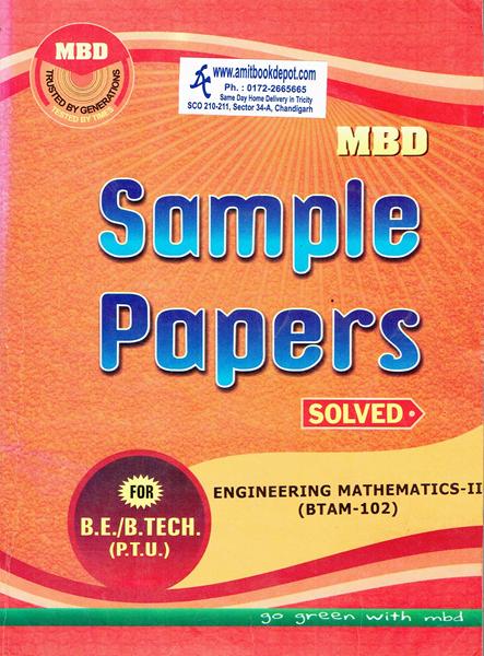 MBD Sample Paper Engineering Mathematics 2 for BE and BTech 2nd Sem PTU