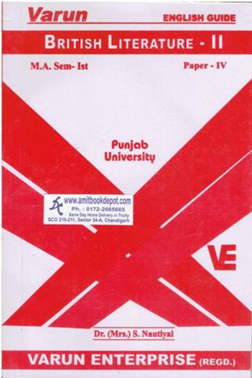 Varun English Guide British Literature 2 for MA 1st Sem Paper 4 PU (NEW)