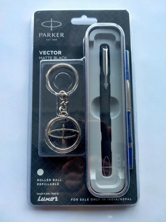 Parker Vector Matte Black Ball Pen with Keychain