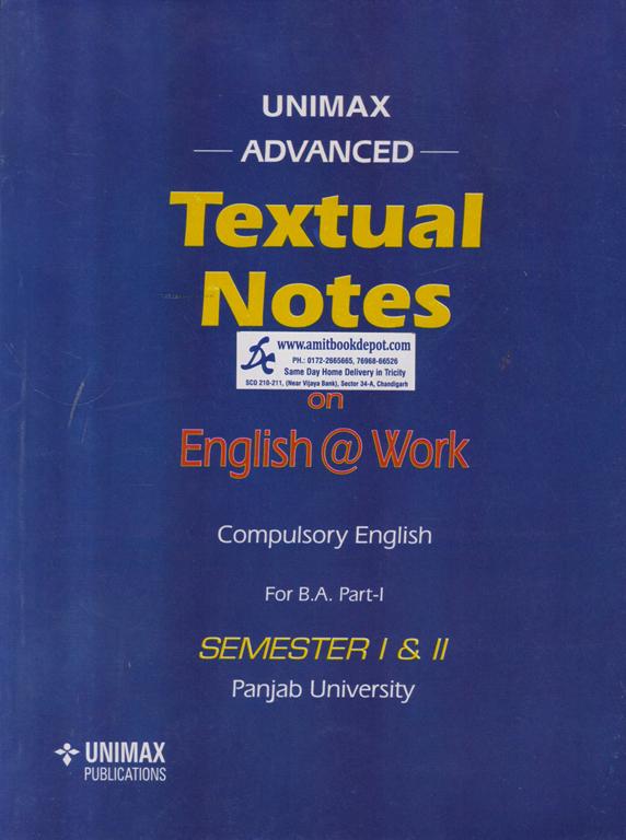 Unimax Advanced Textual Notes on English At Work BA 1st Year (1st and 2nd Sem) PU Chandigarh