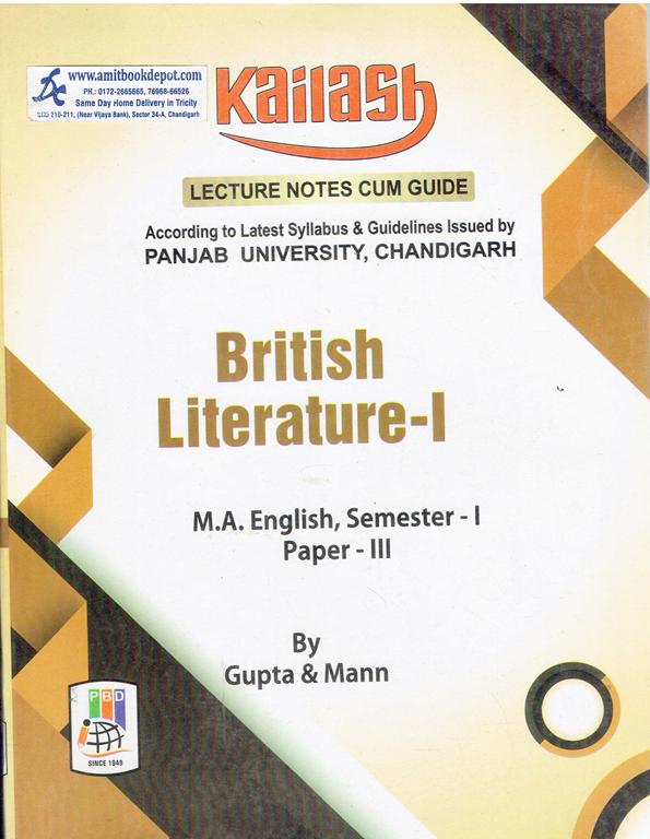 Kailash British Literature 1 MA English 1st Sem Paper 3 PU