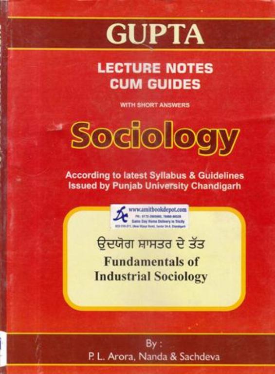 Fundamentals of Industrial Sociology for MA Sociology PU Punjabi Medium