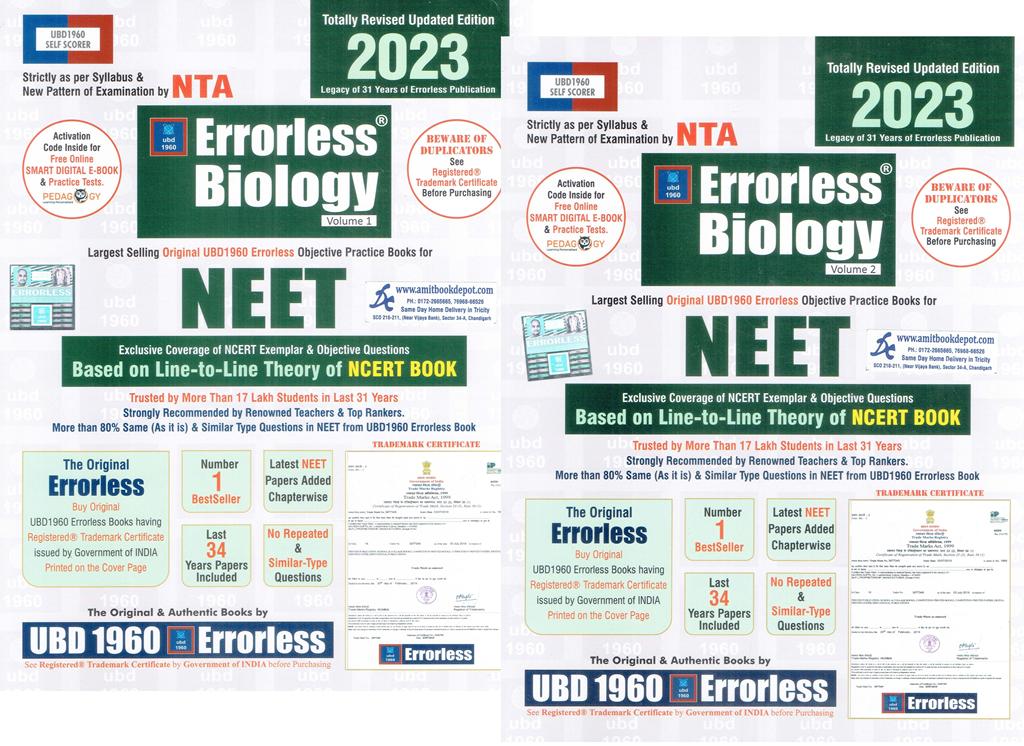 2025 Errorless Biology for NEET and AIIMS (Set of Two Volumes) (NEW)