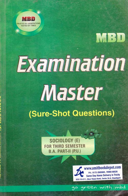 MBD Examination Master Sociology BA 3rd Semester PU (English Medium)