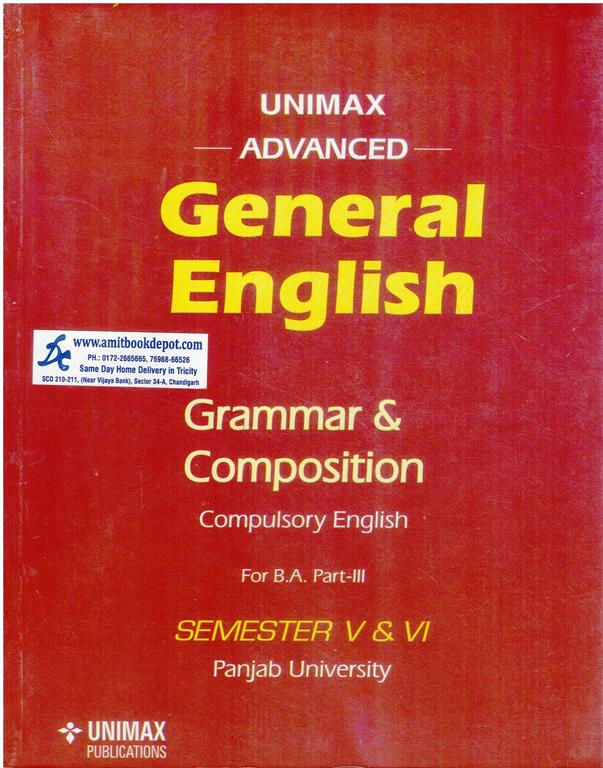 Unimax Advanced General English Grammar And Composition BA 5th and 6th Sem PU Chandigarh