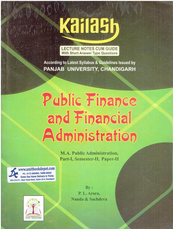 Public Finance And Financial Administration For M.A. Semester 2 PU Chandigarh