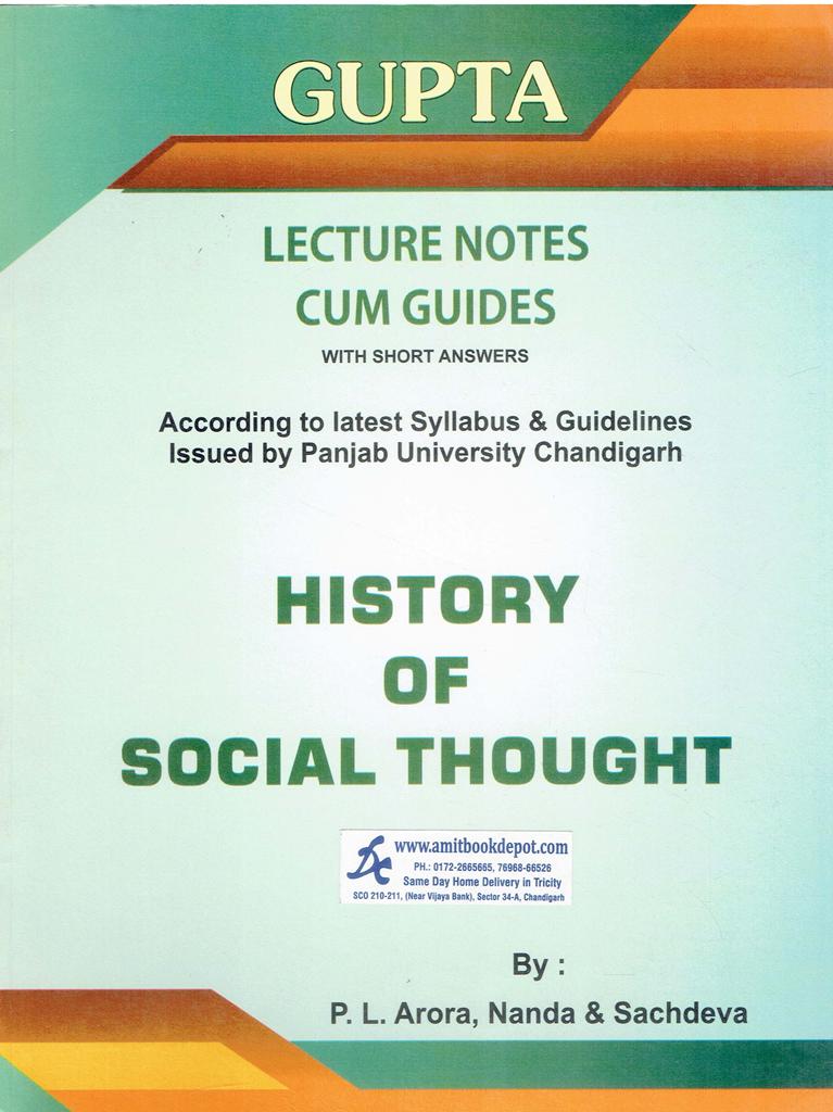 Gupta History of Social Thought for MA Sociology 1st Sem PU (English Medium)