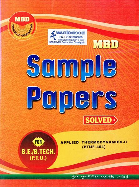 MBD Sample Paper Applied Thermodynamics 2 for BE and BTech 4th Sem PTU