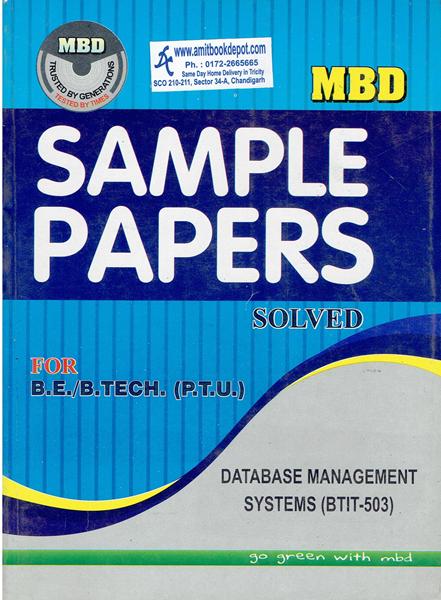 MBD Sample Paper Database Management Systems for BE and BTech 5th Sem PTU