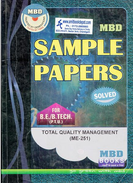 MBD Sample Paper Total Quality Management for BE/BTech 5th Sem PTU