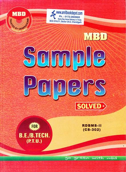 MBD Sample Papers RDBMS 2 for BE and BTech 6th Sem PTU