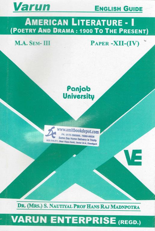 Varun English Guide American Literature 1 MA 3rd Sem Paper 12 (4) PU (NEW)