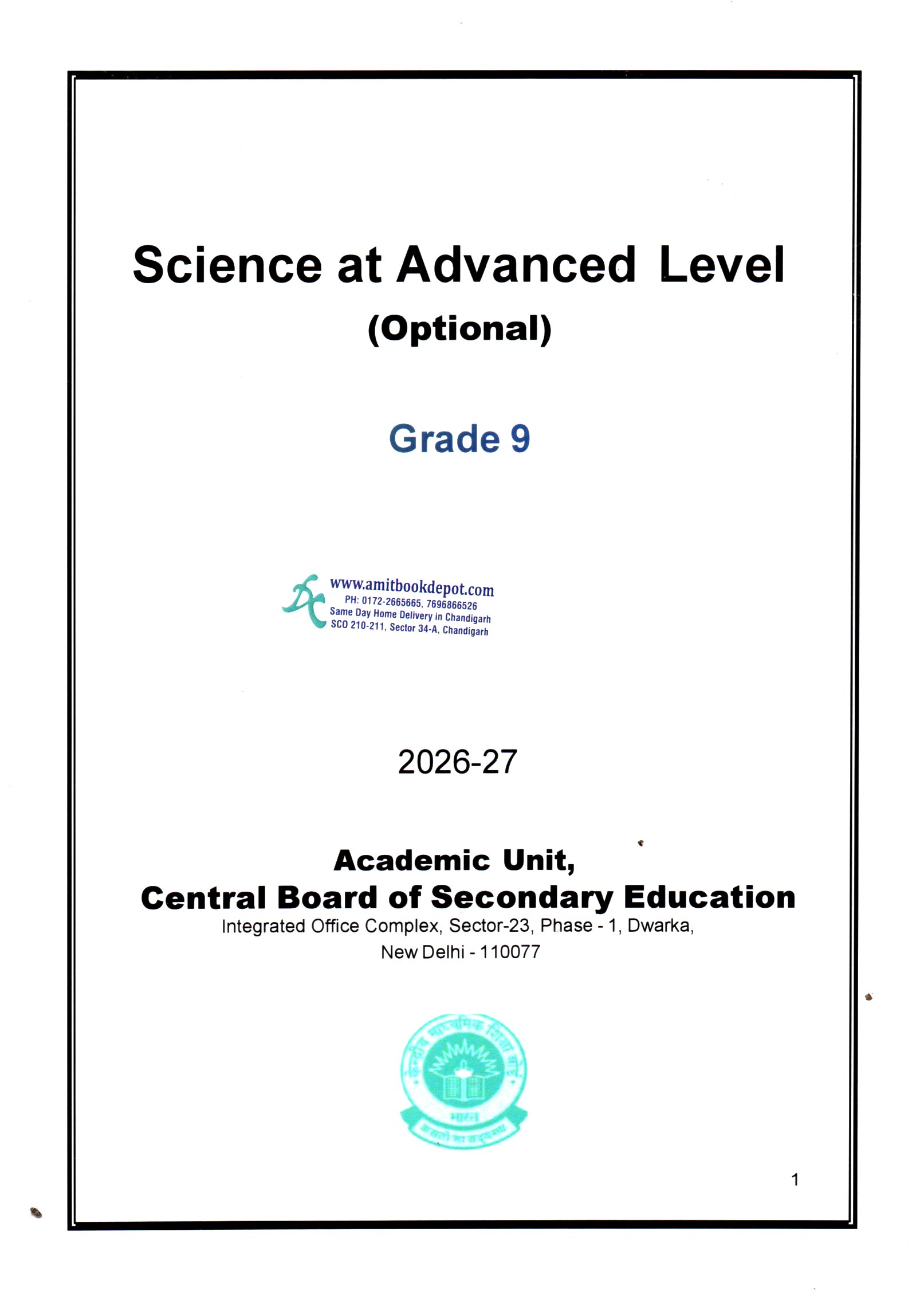 Science at Advanced Level (optional) Grade 9 CBSE