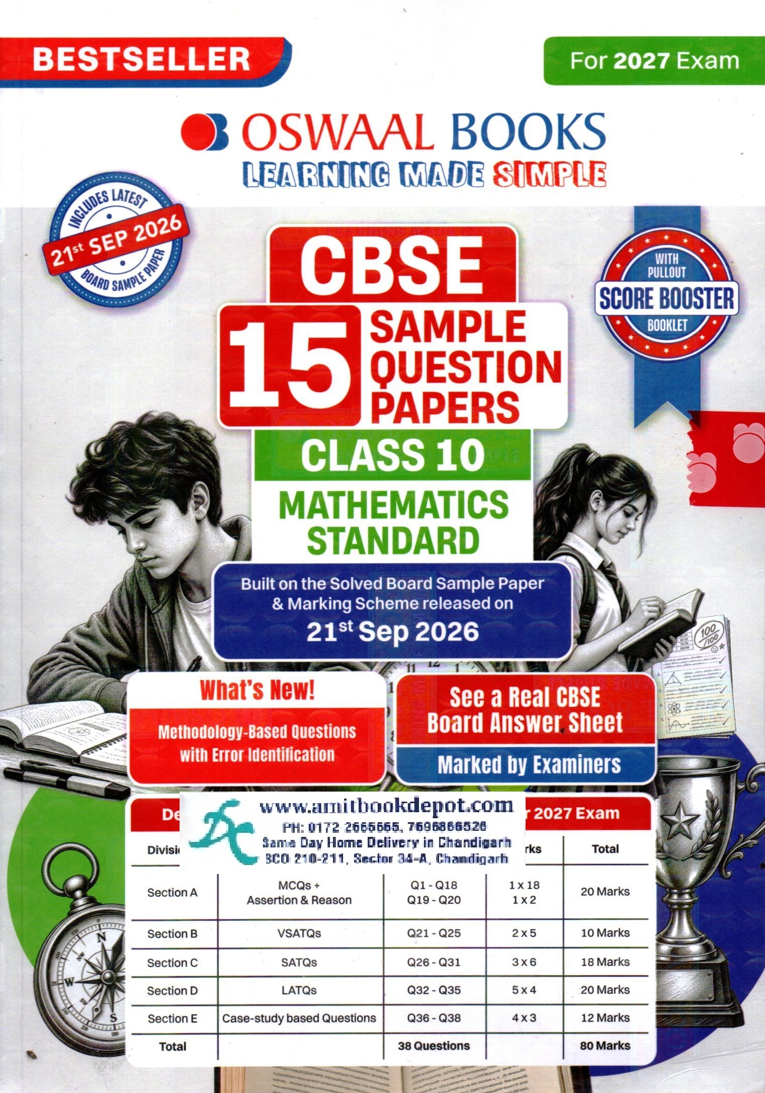 Oswaal CBSE 15 Sample Question Paper Matehmatics (Standard) for Class 10th