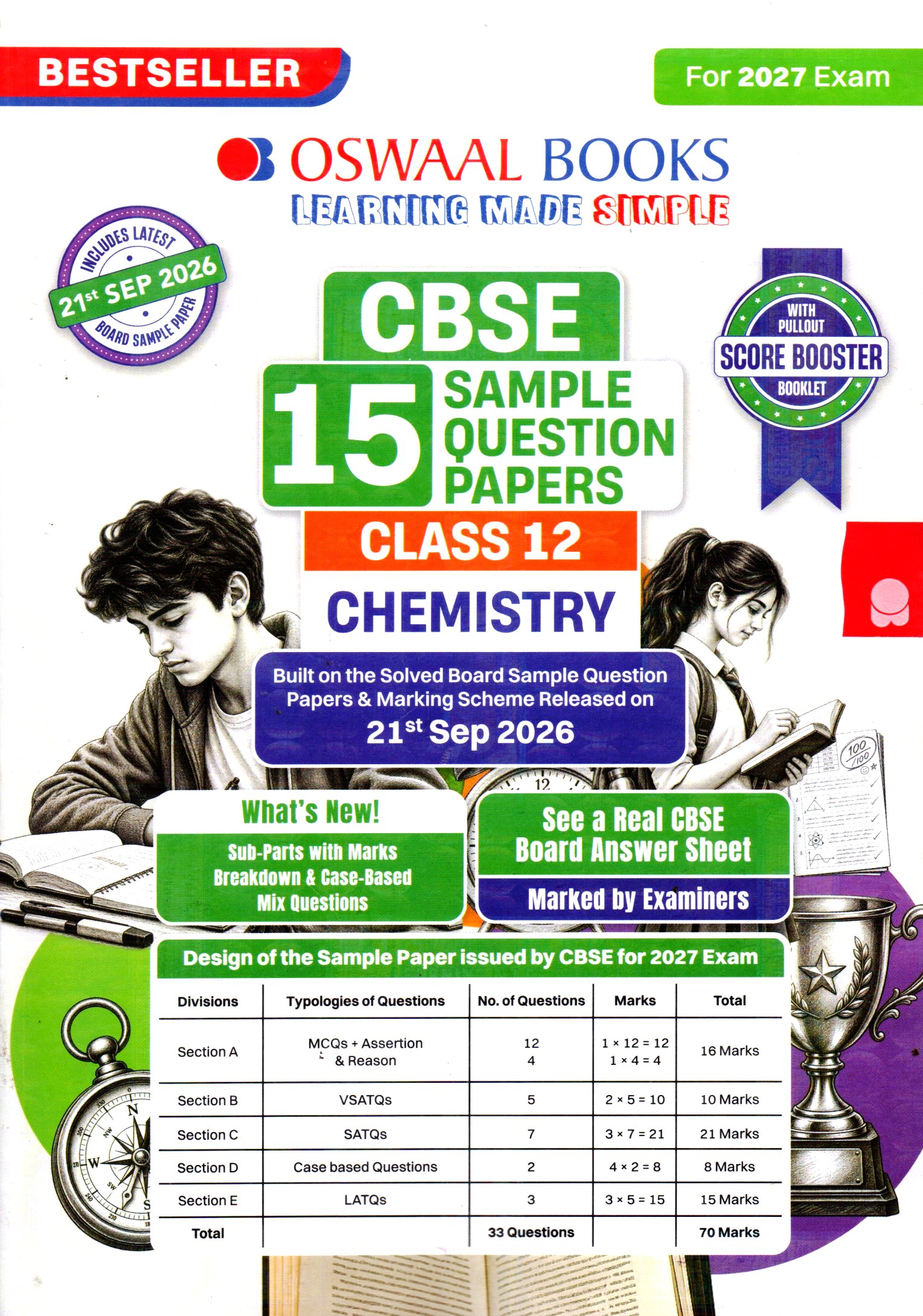 Oswaal CBSE 15 Sample Question Paper Chemistry for Class 12th