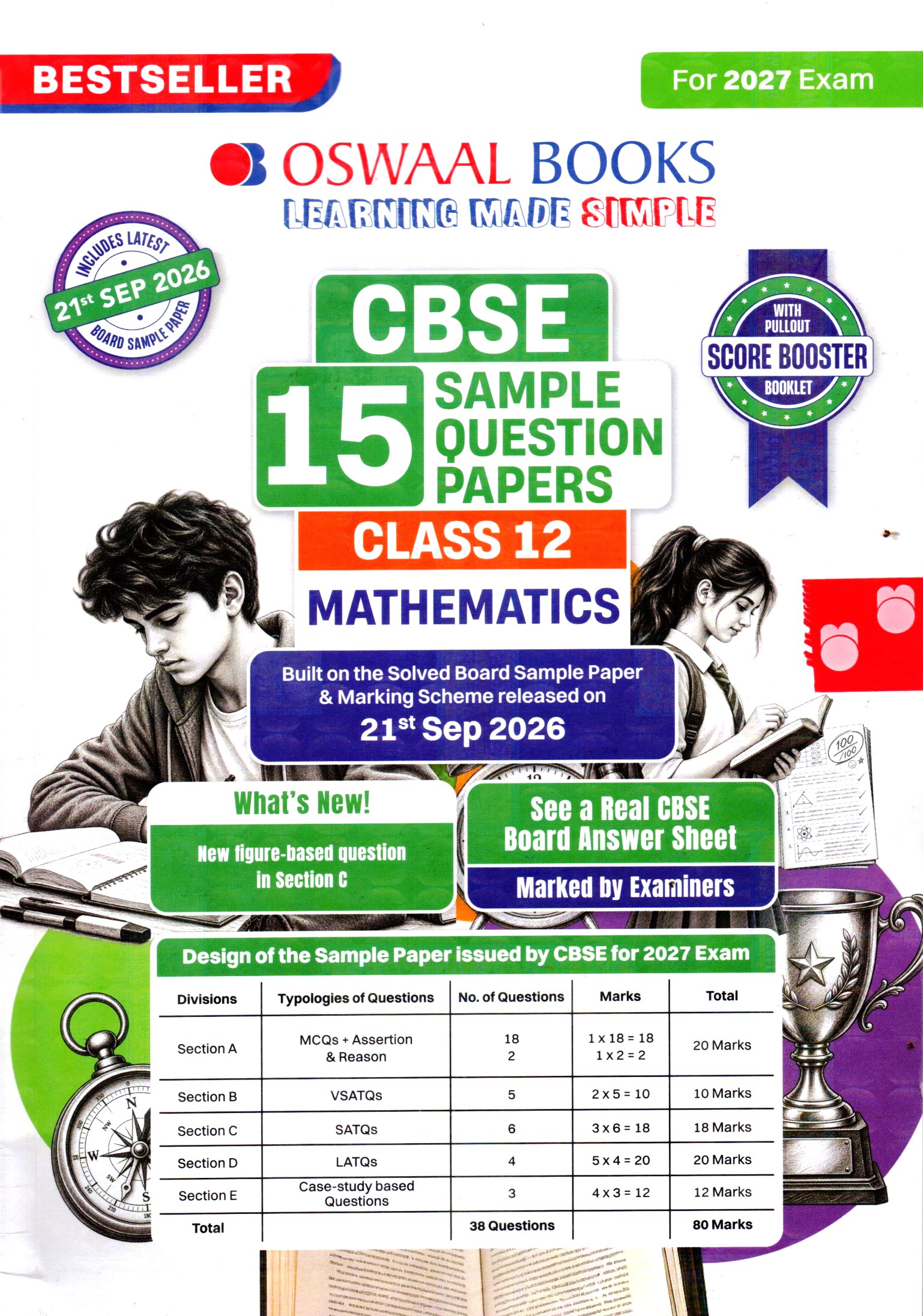 Oswaal CBSE 15 Sample Question Papers Mathematics for Class 12th