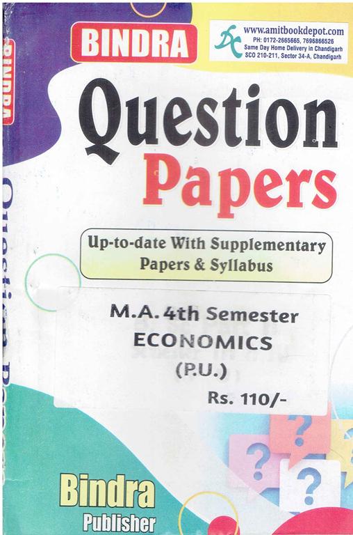 Bindra Question Papers MA Hindi 3rd and 4th Sem PU Chandigarh