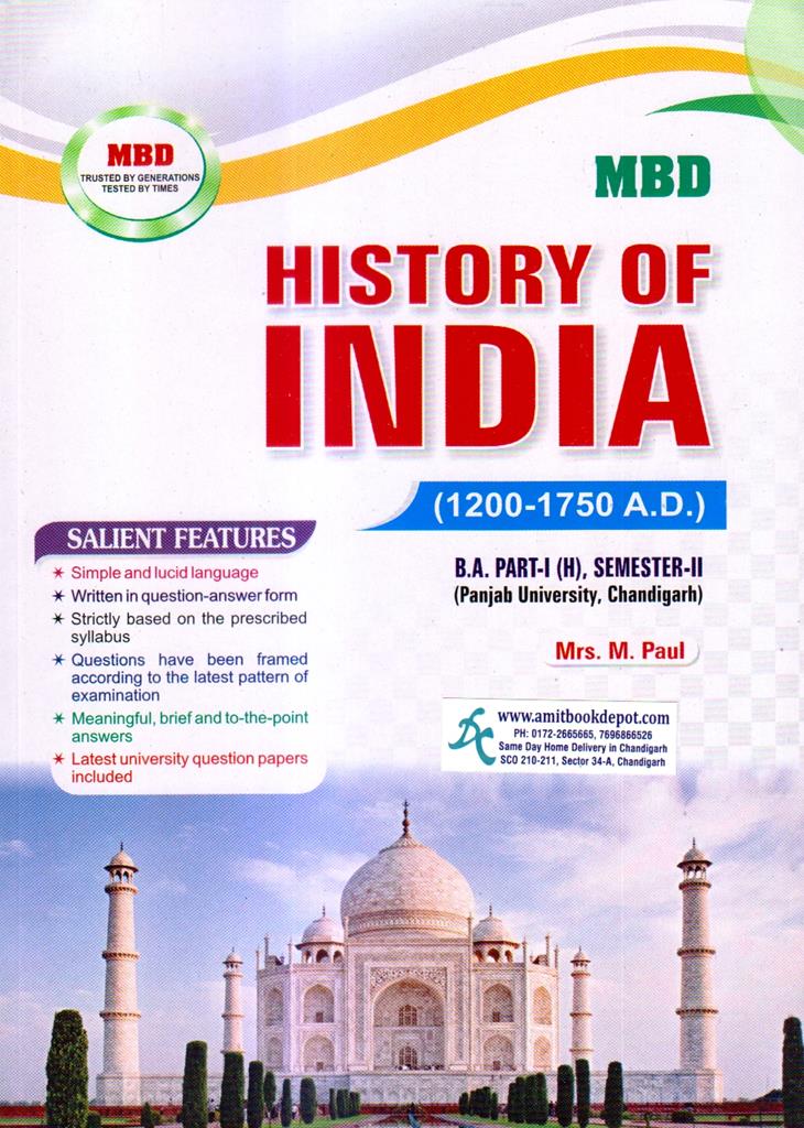 MBD History of India 1200 to 1750 AD BA 2nd Sem PU (Hindi Edition)