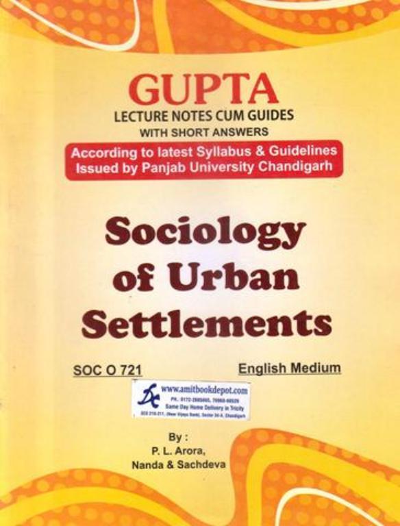 Sociology of Urban Settlements for MA Sociology 2nd Semester PU English Medium