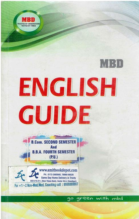 MBD English Guide BCom 2nd Sem and BBA 4th Semester PU Chandigarh