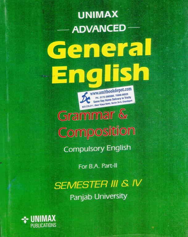 Unimax Advanced General English Grammar and Composition BA 2nd Year (3rd and 4th Semester) PU