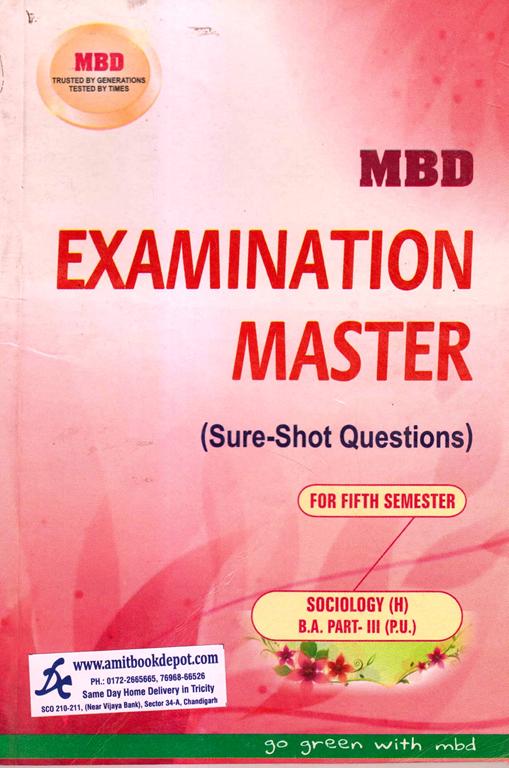 MBD Examination Master Sociology BA 5th Semester PU (Hindi Medium)