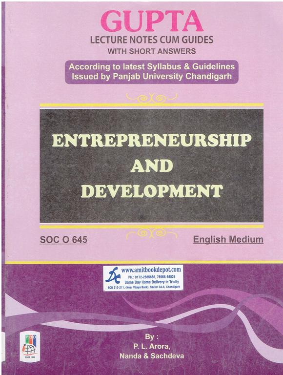 Entrepreneurship and Development for MA Sociology 4th Semester PU English Medium