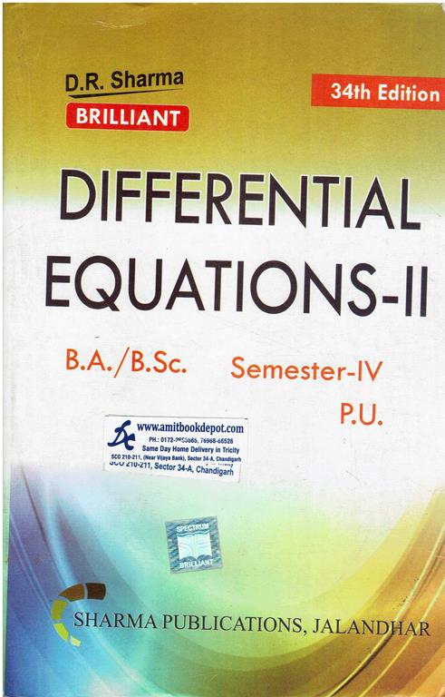 Brilliant Differential Equations 2 BA and BSc 4th Semester PU Chandigarh