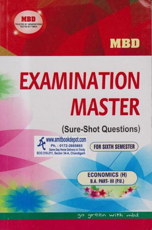 MBD Examination Master Economics BA 6th Semester PU (Hindi Medium)