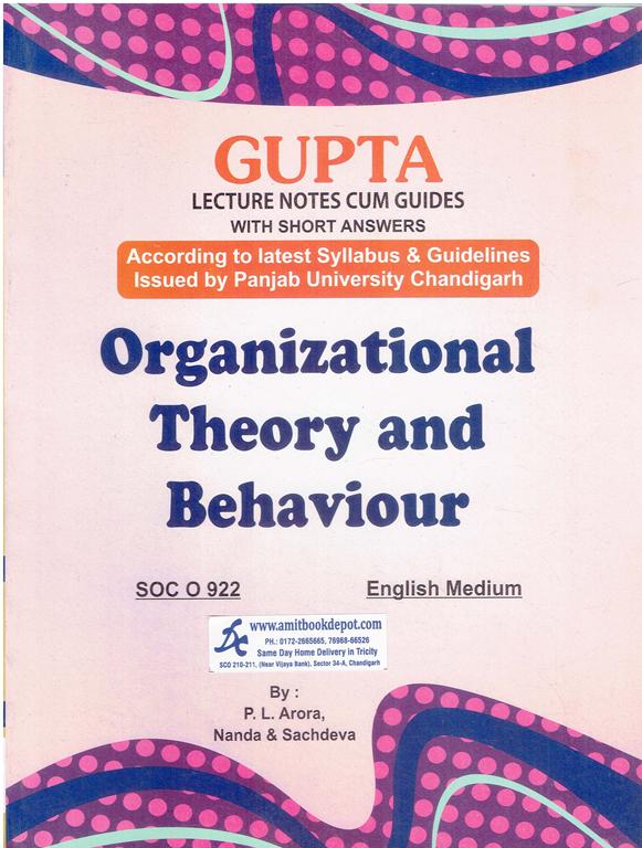 Organizational Theory and Behaviour for MA Sociology 2nd Semester PU English Medium