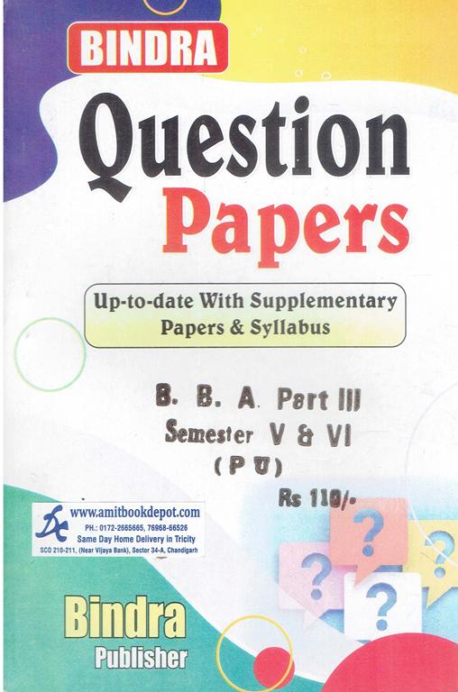 Bindra Question Papers BBA 3rd Year 5th and 6th Semester PU