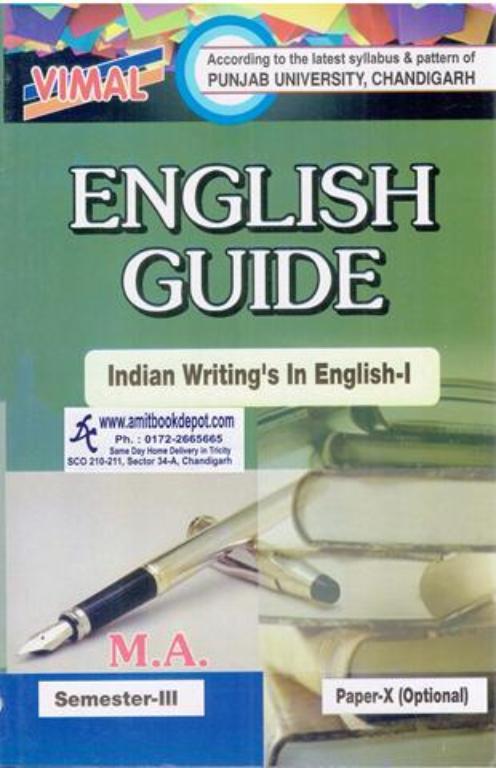 Vimal English Guide Indian Writings In English 1 for MA 3rd Sem Paper 10 Optional  PU (NEW)