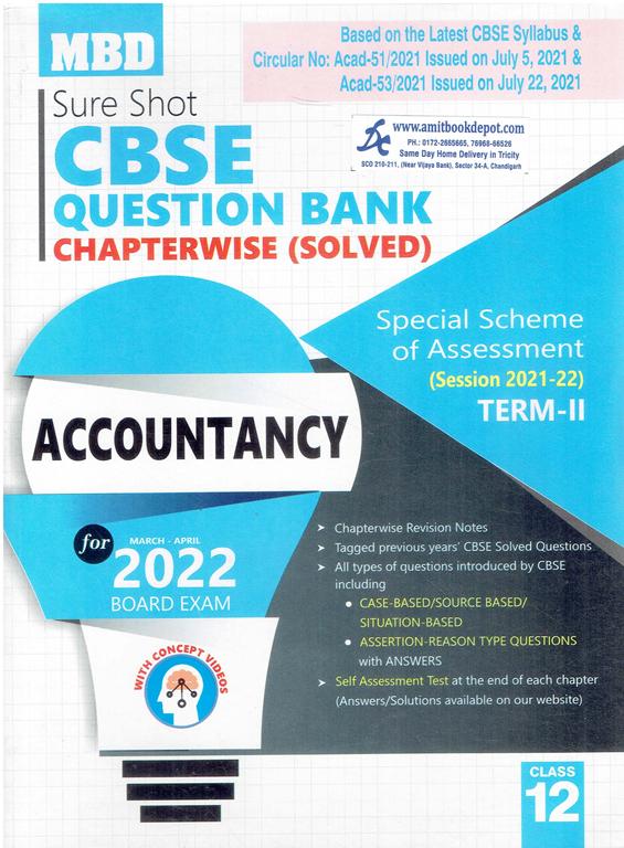 MBD Sure Shot CBSE Question Bank Chapterwise Solved Accountancy Term 2 for Class 12th