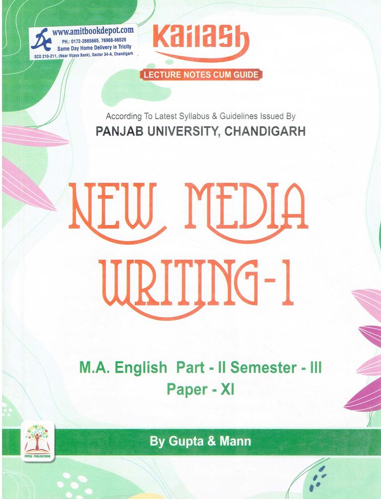 Kailash New Media Writing 1 Semester 3 Paper 11 PU Chandigarh