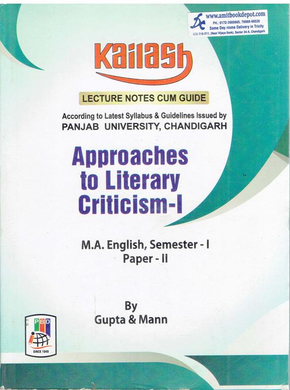 Kailash Approaches to Literary Criticism 1 for MA English 1st Sem Paper 2 PU