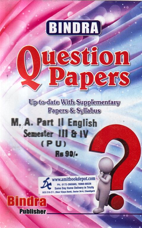 Bindra Question Papers MA English 2nd Year (3rd and 4th Sem)  PU